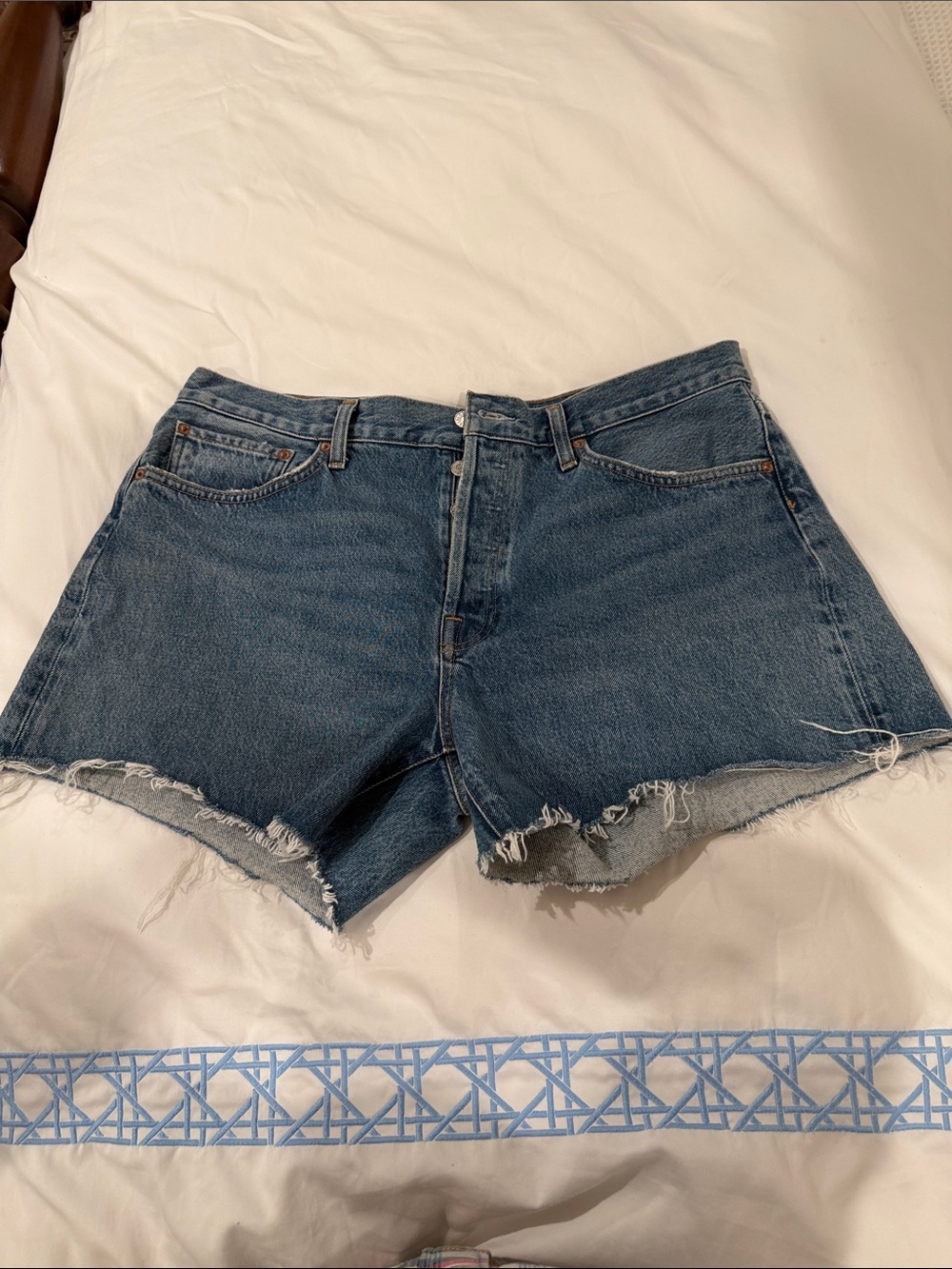 Agolde Dark Blue Cutoff Parker long Denim Shorts 32